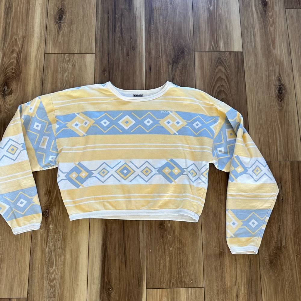 Rockies women’s cropped vintage Patterned Sweater size medium